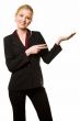 Woman pointing and holding