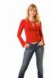 Blond woman with red top