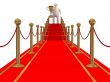 winner on a red carpet path. 3D image