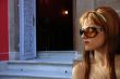 side view pretty woman portrait with sunglasses