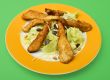 Salad with turkey stripes