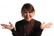 smiling east-type woman in black brown clothers