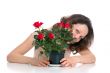 woman with flower pot