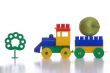 toy plastic train, isolated white background