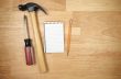 Pad of Paper, Pencil, Hammer and Screwdriver