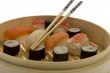 Sushi with chopsticks