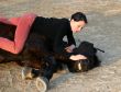 horse laid down and teen
