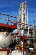 Industrial zone, Steel pipe-lines on blue sky