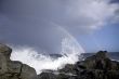 ocean waves and rainbow