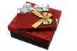 Dark red gift box with  ribbon isolated on the white