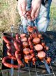 Sausages on charcoal