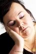 portrait of a big beautiful woman who falls asleep