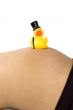 30 weeks pregnant teenager with gentleman duck on her belly