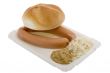 Sausage with mustard, horseradish and pastries