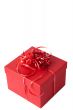 Red gift box with ribbon bows