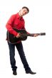 Guitarist. The man in a red shirt.