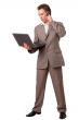 business man with notebook and mobile phone