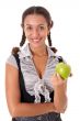 smiling girl with green apple