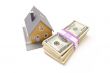 Home and Stacks of Money Isolated