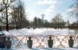 Decoration of the bridge in winter