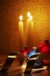candles, balls and gold ribbons it are Christmas