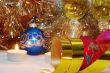 candle in new year stuff with christmas balls