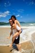 happy couple at the beach