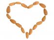 Symbol of heart from almond nuts