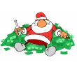 Santa claus on money hill