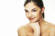 happy young woman on white background