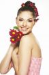 lovely girl with red flower