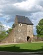 French abbey ruins on the sun