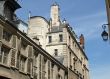 Street with old constructions in the center of Paris