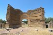 Old roman ruins on the ancient villa in Italy
