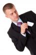 businessman with blank business card