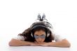 beautiful american woman with headphone