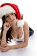 laying sexy woman with christmas hat