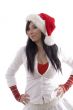 smiling pretty girl wearing christmas hat