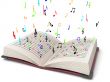 three dimensional flying musical notes