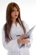 pretty doctor posing with writing board