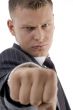 close up of manager showing punch