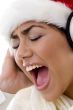 lovely young girl posing with christmas hat