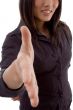 smiling woman offering handshake