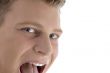 close of happy man`s face