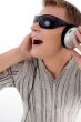 man with headphone and sunglasses