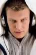 man with headphone looking at you