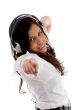 young female enjoying music