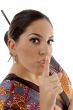 woman showing keep shushing sign
