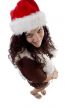 pretty woman wearing christmas hat