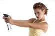woman with spray bottle